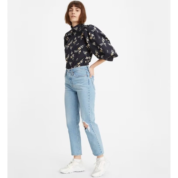 Levis Premium Womens Wedgie Straight Crop Denim Jeans 26 31 Blue High Rise NWT - Picture 12 of 12